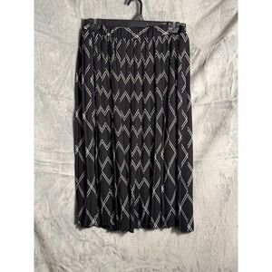 Banana Republic Black White Geometric Pleated Midi Skirt Women Size‎ S